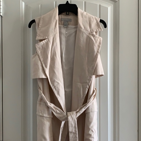 🟢 H&M Cream Vest Trench Coat 4 S - Picture 2 of 10